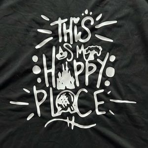 Disney themed t-shirt with Disney World park logos on quote.  Size L.
